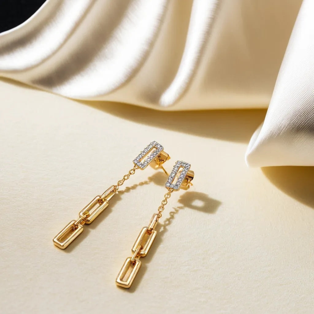 Gold Plated Lab-Grown Diamond Drop Earrings