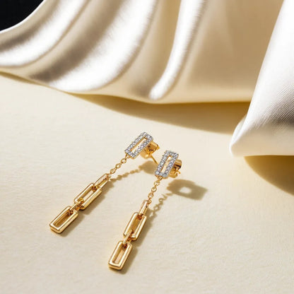 Gold Plated Lab-Grown Diamond Drop Earrings