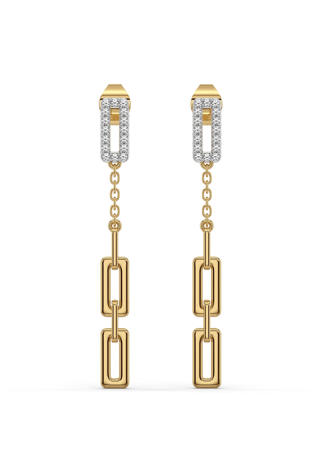 Gold Plated Lab-Grown Diamond Drop Earrings