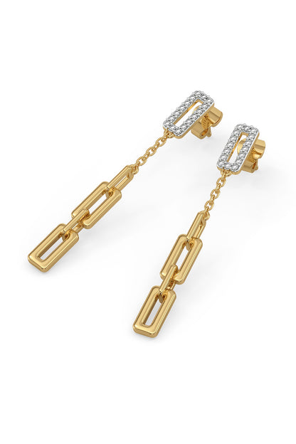 Gold Plated Lab-Grown Diamond Drop Earrings