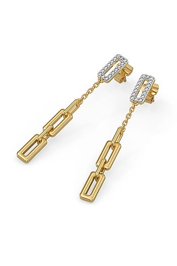 Gold Plated Lab-Grown Diamond Drop Earrings