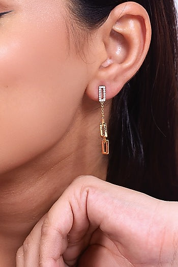 Gold Plated Lab-Grown Diamond Drop Earrings