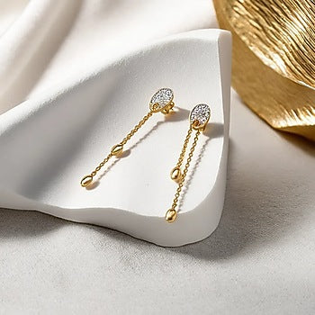 Gold Plated Lab-Grown Diamond Drop Earrings