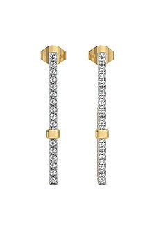 Gold Plated Diamond Paper-Clip Hoop Earrings