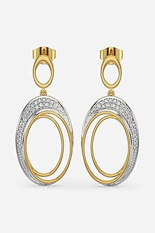 Gold Plated Lab-Grown Diamond Oval-Shaped Drop Earrings