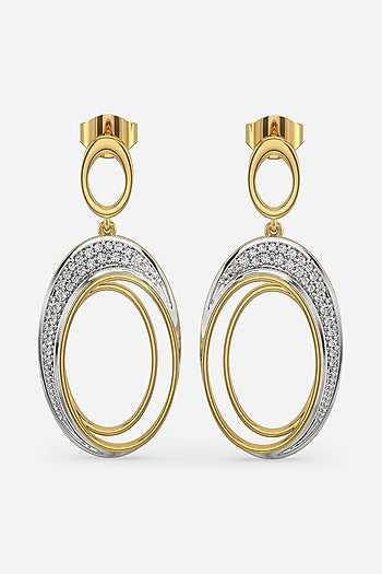 Gold Plated Lab-Grown Diamond Oval-Shaped Drop Earrings
