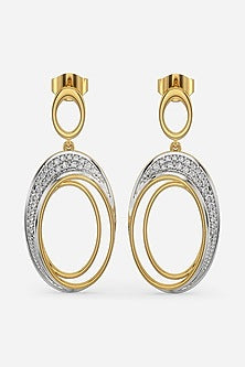 Gold Plated Lab-Grown Diamond Oval-Shaped Drop Earrings