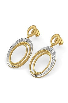 Gold Plated Lab-Grown Diamond Oval-Shaped Drop Earrings