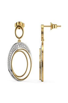 Gold Plated Lab-Grown Diamond Oval-Shaped Drop Earrings