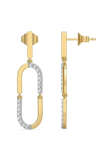 Gold Plated Lab-Grown Diamond Loop Drop Earrings