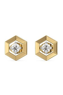 Gold Plated Lab-Grown Solitaire Diamond Stud Earrings