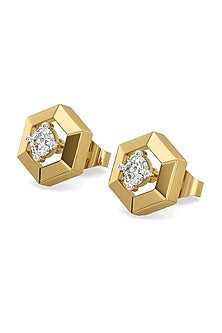 Gold Plated Lab-Grown Solitaire Diamond Stud Earrings