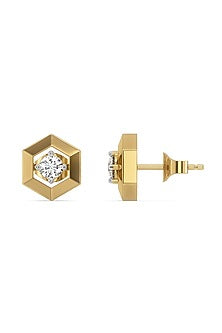 Gold Plated Lab-Grown Solitaire Diamond Stud Earrings