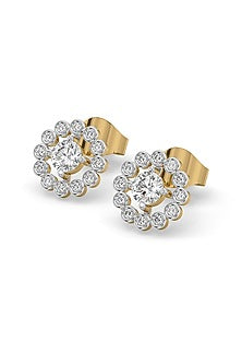 Gold Plated Lab-Grown Prong-Set Diamond Stud Earrings