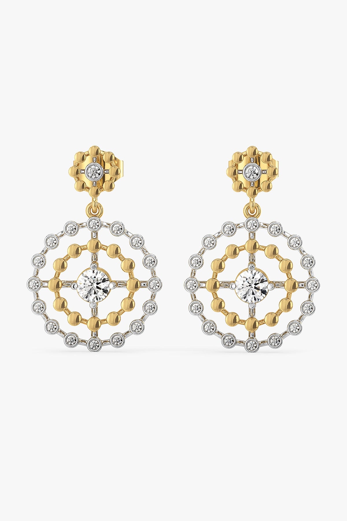 Gold Plated Prong-Set Diamond Drop Earrings In Sterling Silver