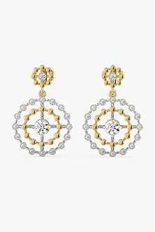 Gold Plated Prong-Set Diamond Drop Earrings In Sterling Silver