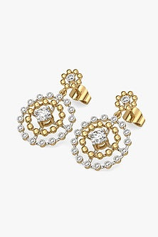 Gold Plated Prong-Set Diamond Drop Earrings In Sterling Silver