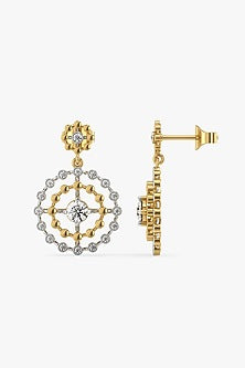 Gold Plated Prong-Set Diamond Drop Earrings In Sterling Silver