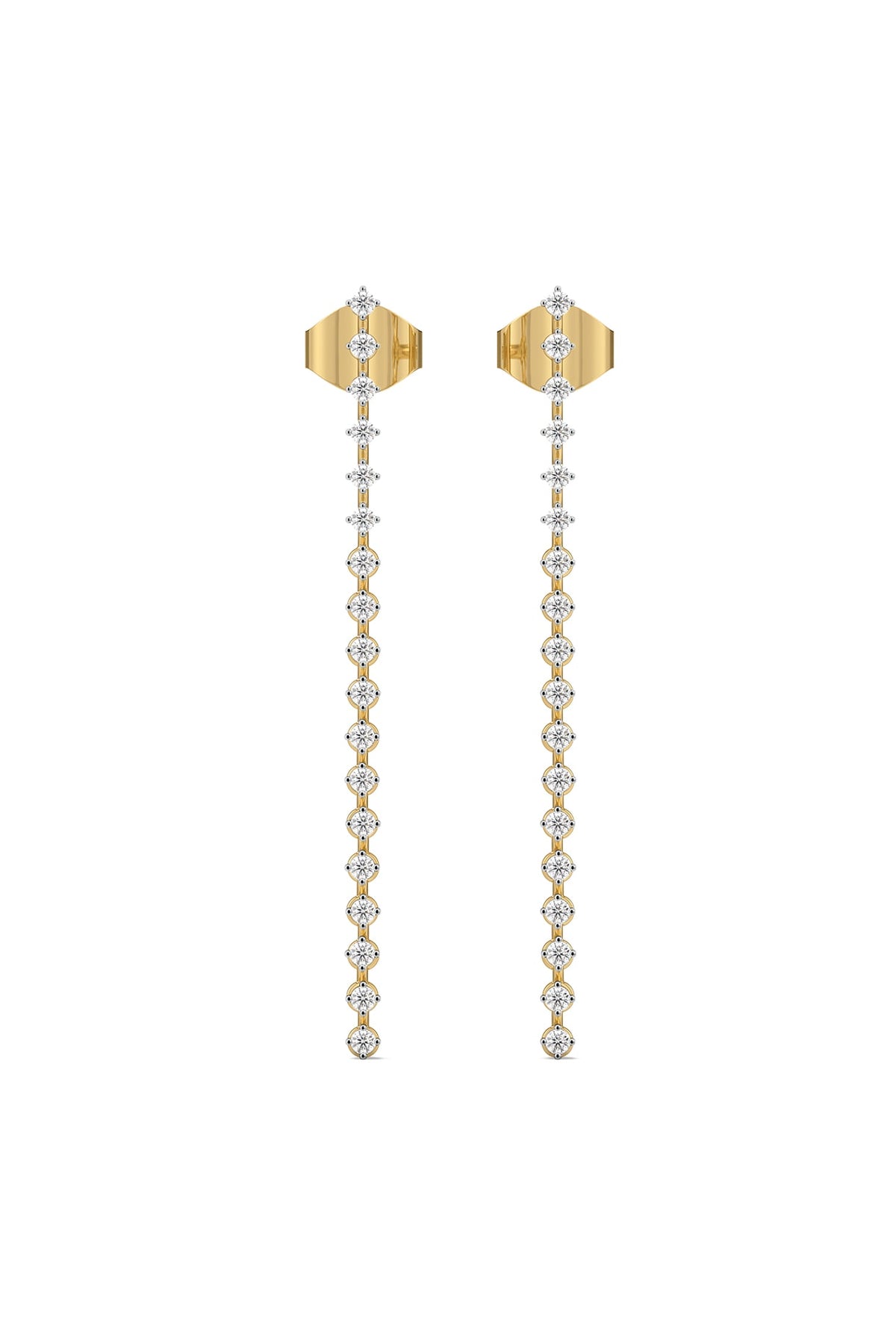 Gold Plated Lab-Grown Prong-Set Diamond Dangler Earrings
