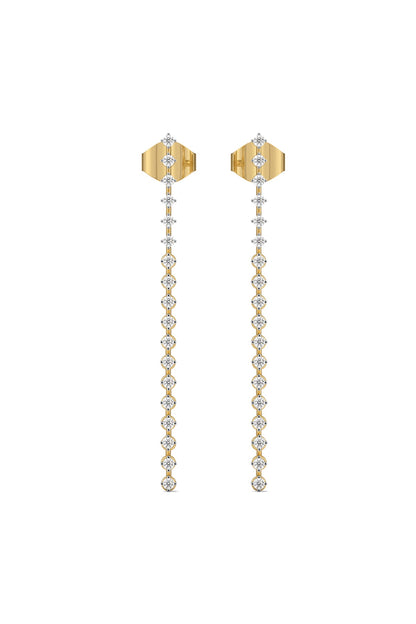 Gold Plated Lab-Grown Prong-Set Diamond Dangler Earrings