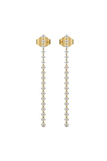 Gold Plated Lab-Grown Prong-Set Diamond Dangler Earrings