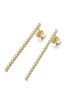 Gold Plated Lab-Grown Prong-Set Diamond Dangler Earrings