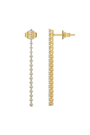 Gold Plated Lab-Grown Prong-Set Diamond Dangler Earrings