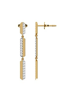 Gold Plated Lab-Grown Diamond Cluster Drop Earrings