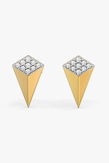 Gold Plated Diamond Sculpted Edge Stud Earrings