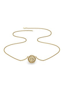 Gold Plated Diamond Compass Pendant Necklace