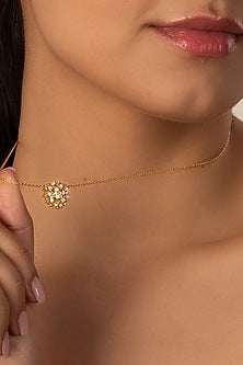 Gold Plated Diamond Compass Pendant Necklace