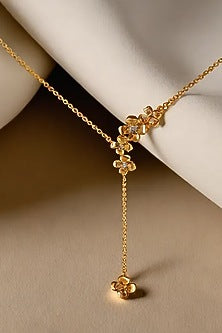 Silver Finish Diamond Floral Necklace