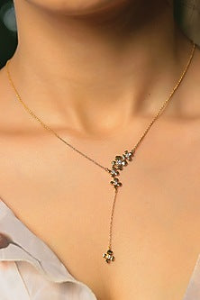 Silver Finish Diamond Floral Necklace