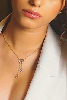 Gold Plated Diamond Circular Pendant Necklace