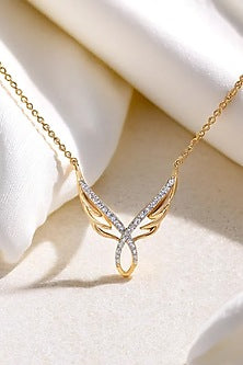 Gold Plated Lab-Grown Diamond Angel's Embrace Necklace