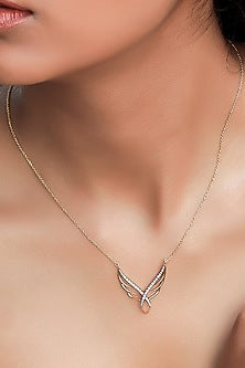 Gold Plated Lab-Grown Diamond Angel's Embrace Necklace