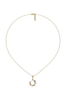 Gold Plated Diamond Swirl Pendant Necklace