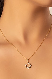 Gold Plated Diamond Swirl Pendant Necklace