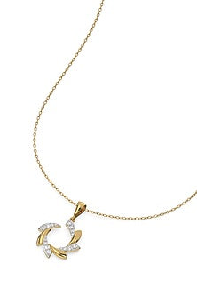 Gold Plated Diamond Swirl Pendant Necklace