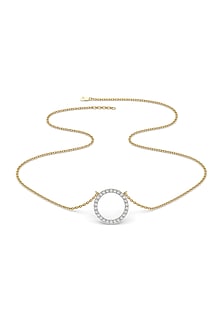 Gold Plated Diamond Halo Pendant Necklace