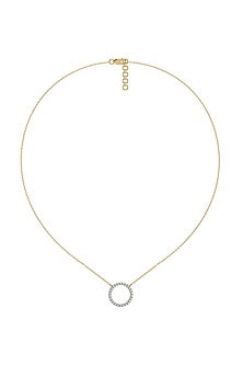 Gold Plated Diamond Halo Pendant Necklace