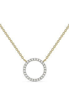 Gold Plated Diamond Halo Pendant Necklace