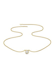 Gold Plated Diamond Solitaire Pendant Necklace