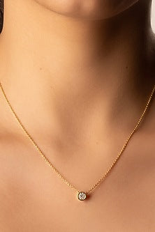 Gold Plated Diamond Solitaire Pendant Necklace