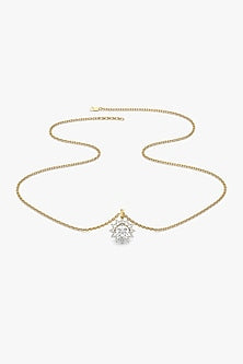 Gold Plated Prong-Set Diamond Floral Necklace