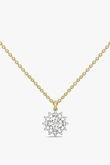 Gold Plated Prong-Set Diamond Floral Necklace