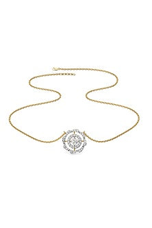 Gold Plated Diamond Circular Pendant Necklace In Sterling Silver