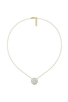 Gold Plated Diamond Circular Pendant Necklace In Sterling Silver
