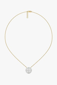 Gold Plated Prong-Set Diamond Pendant Necklace In Sterling Silver