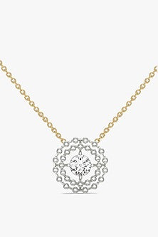 Gold Plated Prong-Set Diamond Pendant Necklace In Sterling Silver